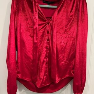 White House Black Market Shiny Scarlet Blouse